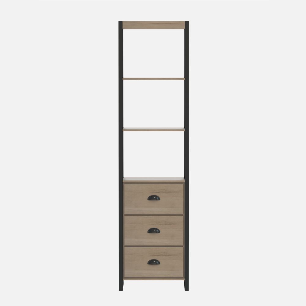 Luella Tall Cabinet - Natural and Black 65"