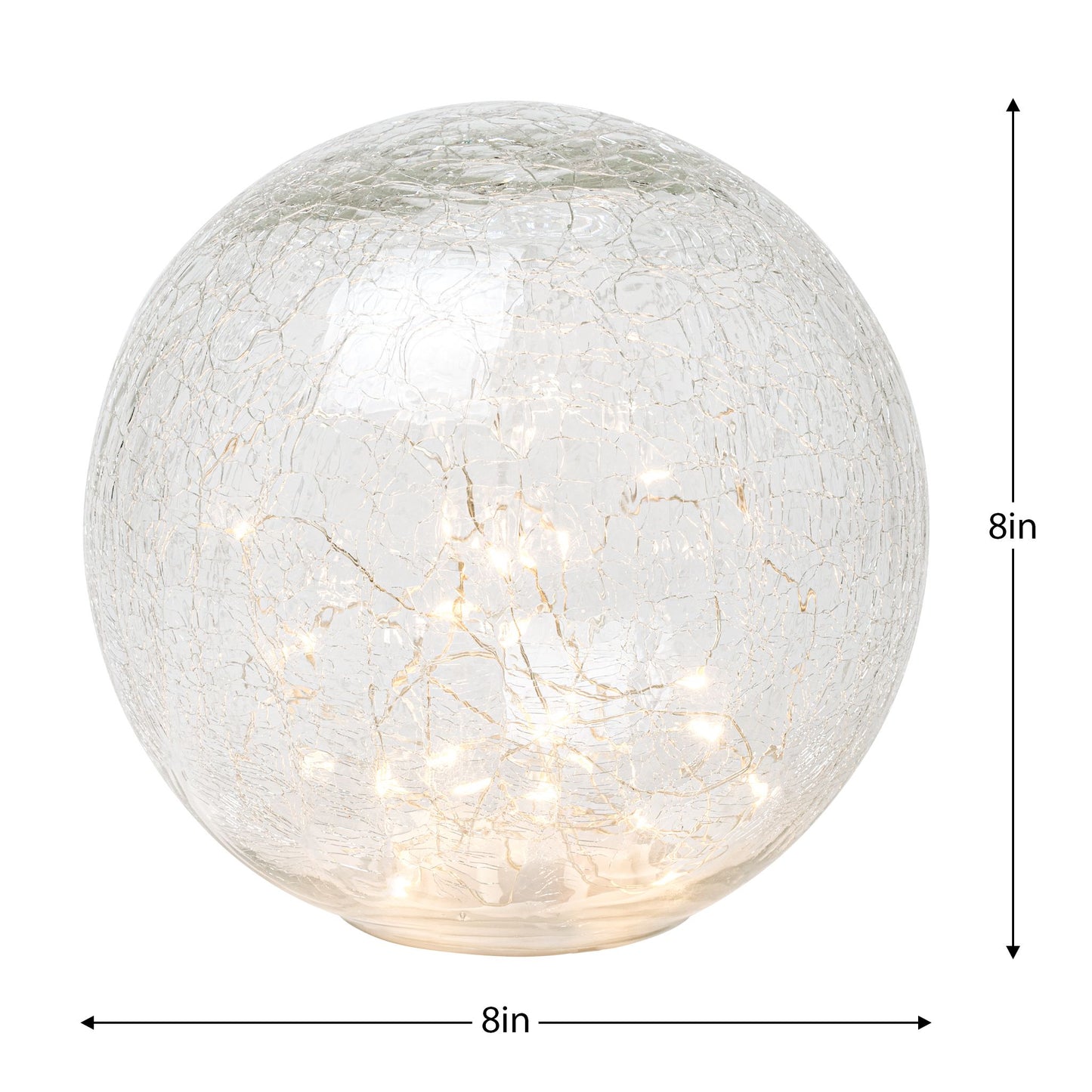 Crackled Glass Sphere with LED Light